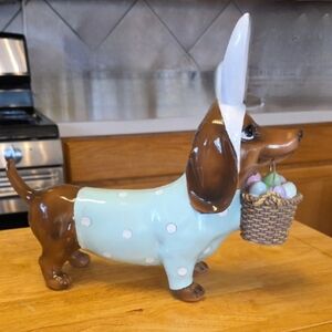 Daschund Easter Bunny Figurine